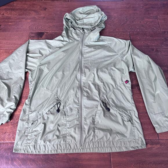 Woolrich Women's Large Windbreaker Hooded Zip Up Jacket Green - Picture 2 of 9
